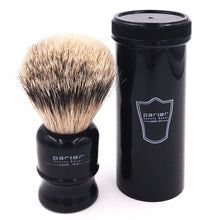 Load image into Gallery viewer, Parker Travel Brush- Silvertip Badger Black Handle