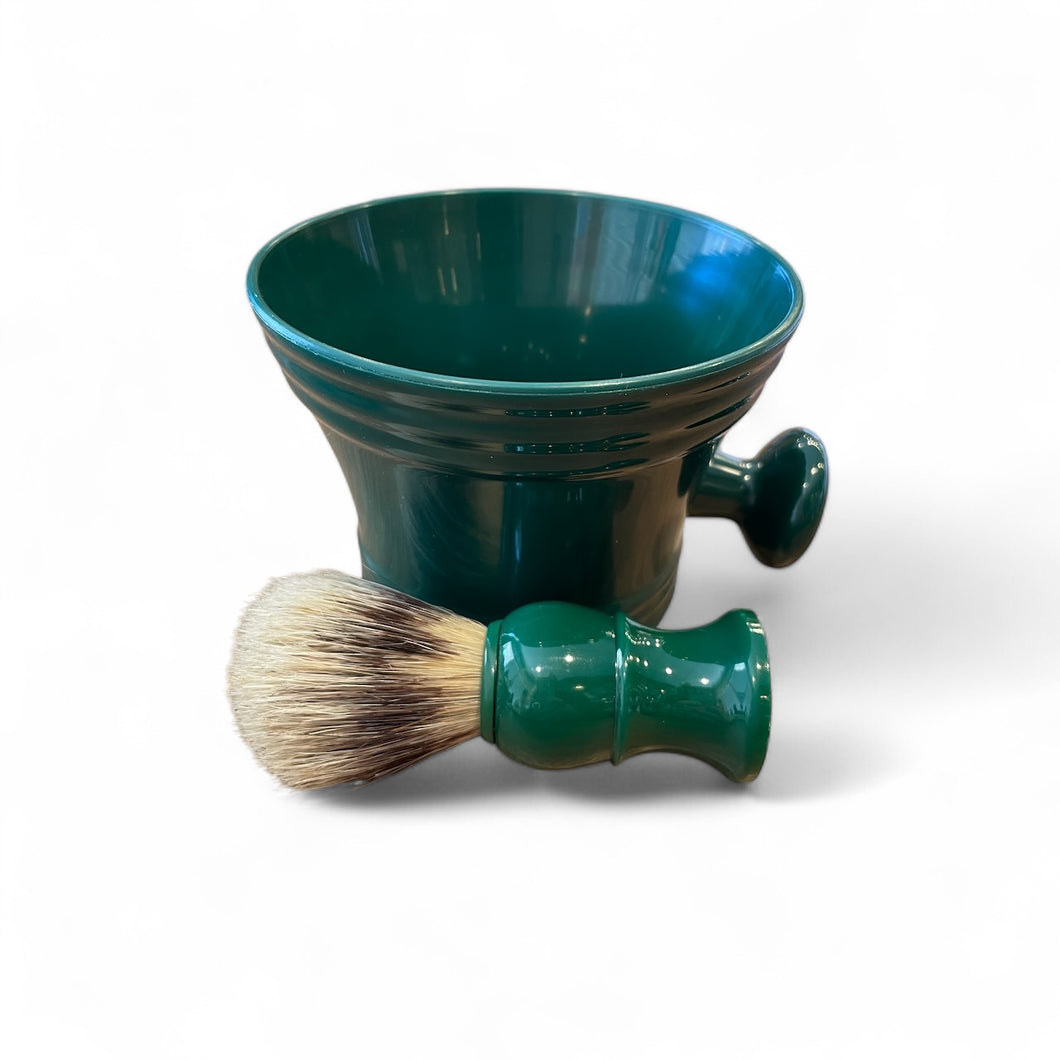 Durable Shave Mug w/Boar Brush- Forest Green