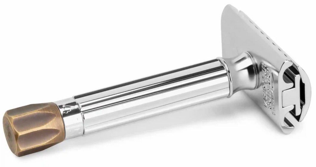 Merkur Progress Adjustable Razor with Antique Brass Knob