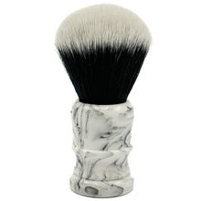 Load image into Gallery viewer, Parker WBSY Marbled White &amp; Black Tuxedo Knot Synthetic Shaving Brush
