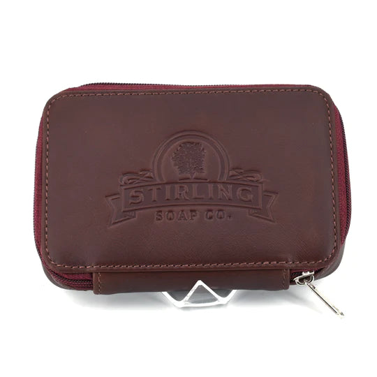 Stirling Soaps- Premium Leather Razor/Blade Case- Burgundy