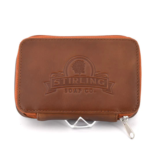 Stirling Soaps- Premium Leather Razor/Blade Case- Caramel