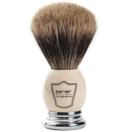Parker WCPB Pure Badger White Handle Shaving Brush